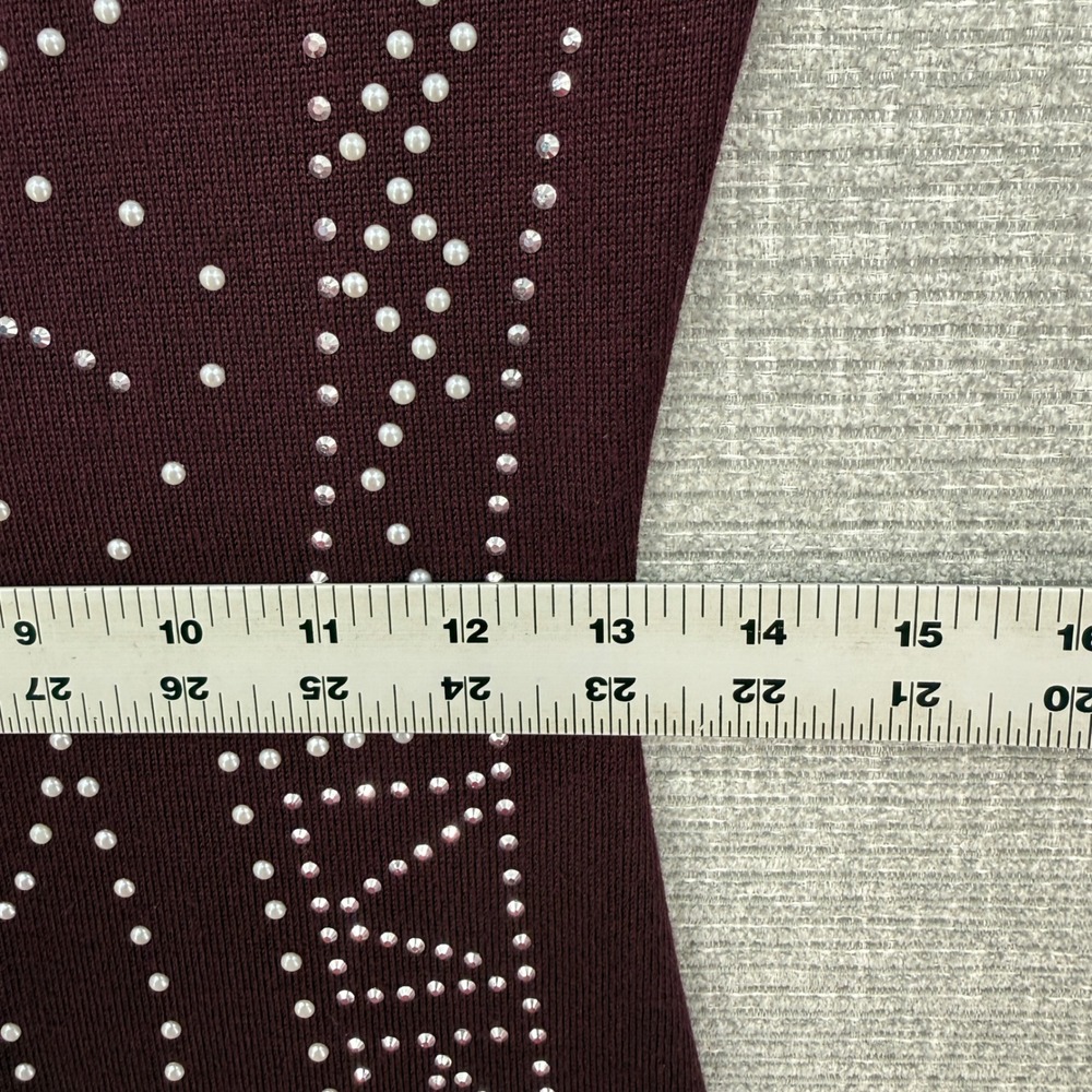 SAY WHAT? Womens Sweater Dress Burgundy Studded Geometric Long Sleeve Sz M Party - Picture 6 of 13